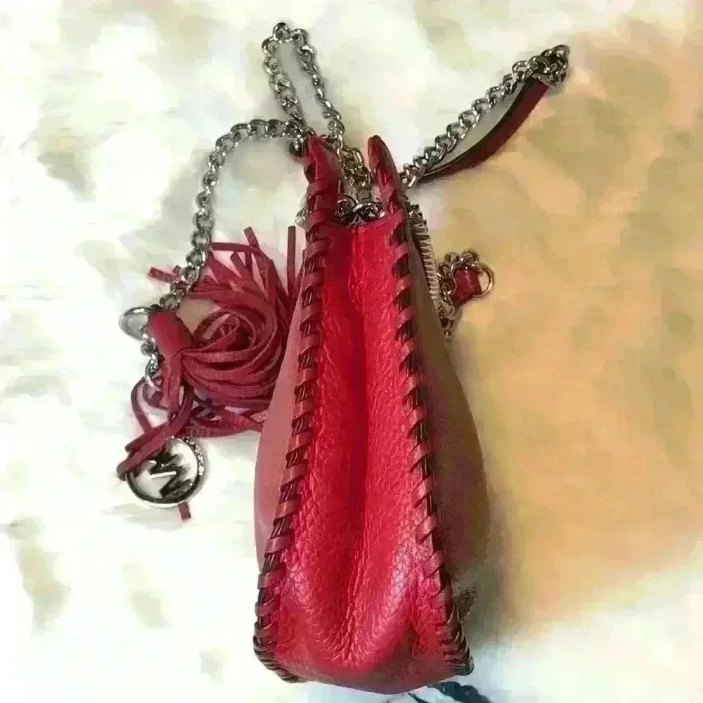 Michael Kors Red Chain Carry Small Leather Bag